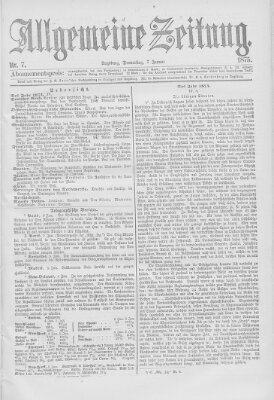 Allgemeine Zeitung Donnerstag 7. Januar 1875