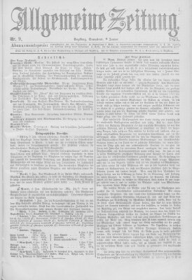 Allgemeine Zeitung Samstag 9. Januar 1875