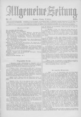 Allgemeine Zeitung Dienstag 16. Februar 1875