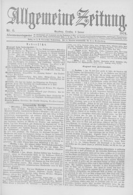 Allgemeine Zeitung Dienstag 6. Januar 1874