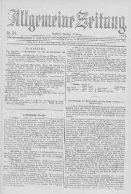Allgemeine Zeitung Dienstag 3. Februar 1874
