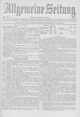 Allgemeine Zeitung Donnerstag 5. Februar 1874