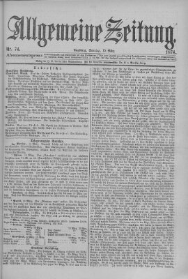 Allgemeine Zeitung Sonntag 15. März 1874