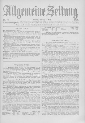 Allgemeine Zeitung Dienstag 17. März 1874