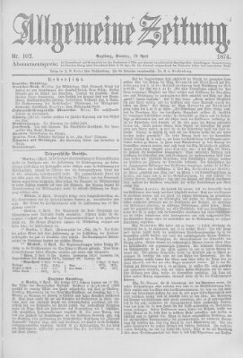 Allgemeine Zeitung Sonntag 12. April 1874
