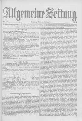 Allgemeine Zeitung Mittwoch 22. April 1874