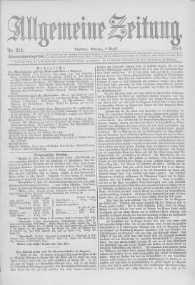 Allgemeine Zeitung Sonntag 2. August 1874