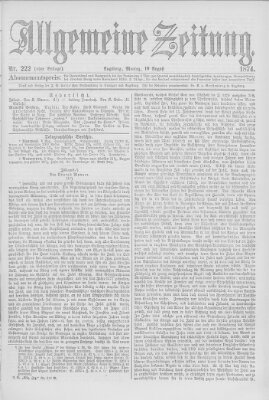 Allgemeine Zeitung Montag 10. August 1874