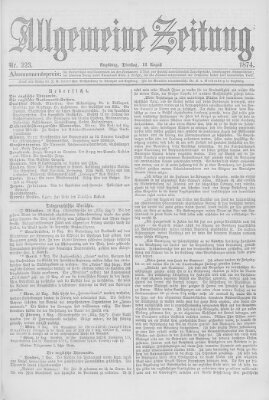 Allgemeine Zeitung Dienstag 11. August 1874