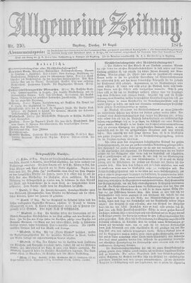 Allgemeine Zeitung Dienstag 18. August 1874