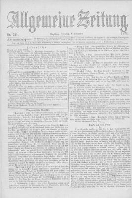 Allgemeine Zeitung Dienstag 8. September 1874