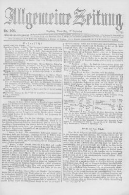 Allgemeine Zeitung Donnerstag 17. September 1874