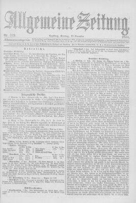 Allgemeine Zeitung Sonntag 15. November 1874