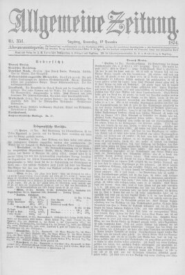 Allgemeine Zeitung Donnerstag 17. Dezember 1874