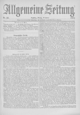 Allgemeine Zeitung Montag 20. Januar 1873