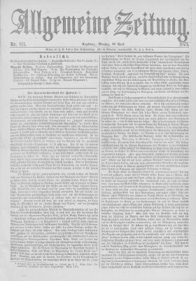 Allgemeine Zeitung Montag 21. April 1873