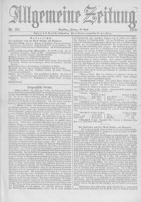 Allgemeine Zeitung Freitag 25. April 1873