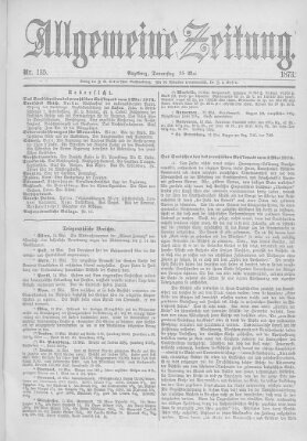 Allgemeine Zeitung Donnerstag 15. Mai 1873