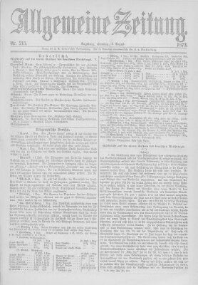 Allgemeine Zeitung Sonntag 3. August 1873