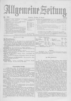 Allgemeine Zeitung Dienstag 12. August 1873