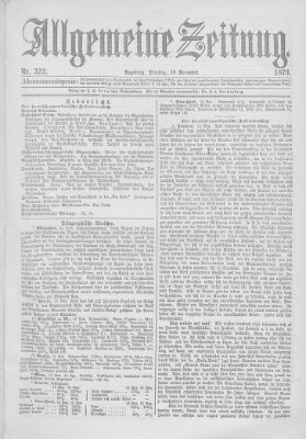 Allgemeine Zeitung Dienstag 18. November 1873