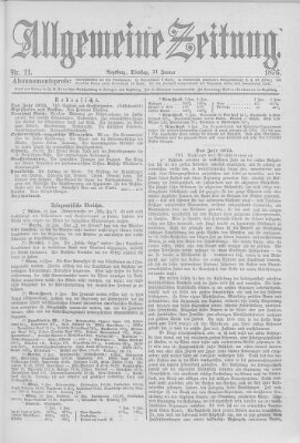 Allgemeine Zeitung Dienstag 11. Januar 1876