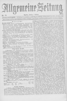 Allgemeine Zeitung Freitag 4. Februar 1876