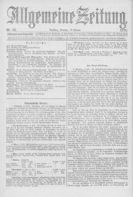 Allgemeine Zeitung Sonntag 13. Februar 1876