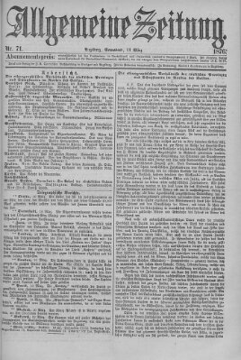 Allgemeine Zeitung Samstag 11. März 1876