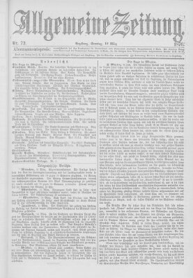Allgemeine Zeitung Sonntag 12. März 1876