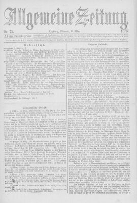 Allgemeine Zeitung Mittwoch 15. März 1876