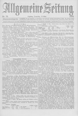 Allgemeine Zeitung Donnerstag 16. März 1876