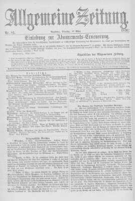 Allgemeine Zeitung Dienstag 21. März 1876