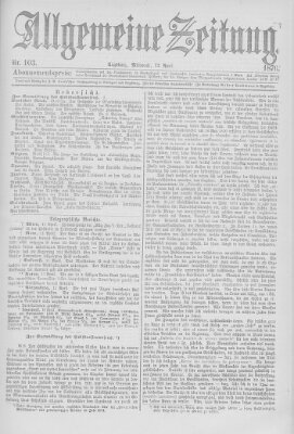 Allgemeine Zeitung Mittwoch 12. April 1876