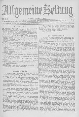 Allgemeine Zeitung Dienstag 25. April 1876