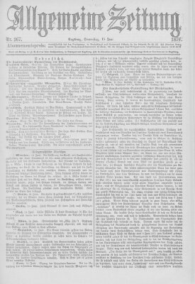 Allgemeine Zeitung Donnerstag 15. Juni 1876