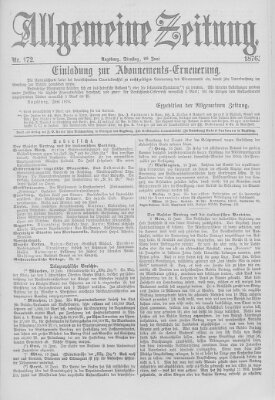 Allgemeine Zeitung Dienstag 20. Juni 1876
