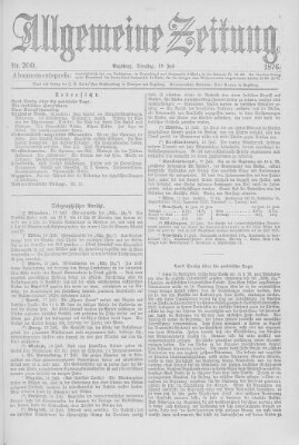 Allgemeine Zeitung Dienstag 18. Juli 1876