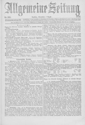 Allgemeine Zeitung Samstag 5. August 1876