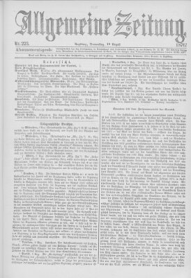 Allgemeine Zeitung Donnerstag 10. August 1876