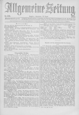 Allgemeine Zeitung Samstag 19. August 1876