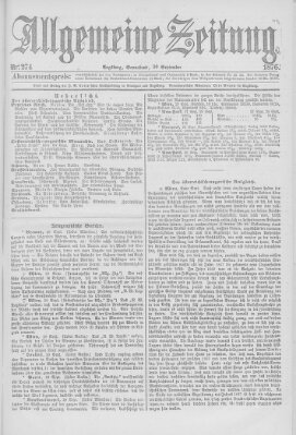 Allgemeine Zeitung Samstag 30. September 1876