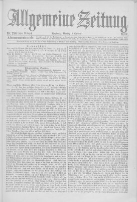 Allgemeine Zeitung Montag 2. Oktober 1876