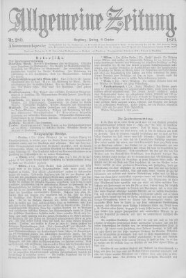Allgemeine Zeitung Freitag 6. Oktober 1876