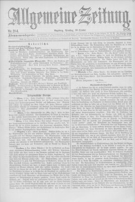 Allgemeine Zeitung Dienstag 10. Oktober 1876