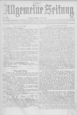 Allgemeine Zeitung Freitag 1. Dezember 1876