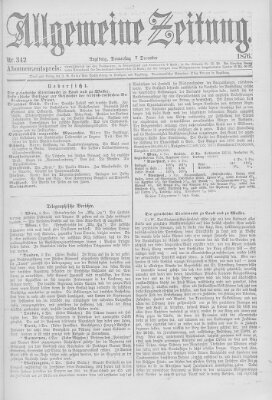 Allgemeine Zeitung Donnerstag 7. Dezember 1876
