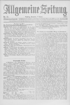 Allgemeine Zeitung Samstag 13. Januar 1877