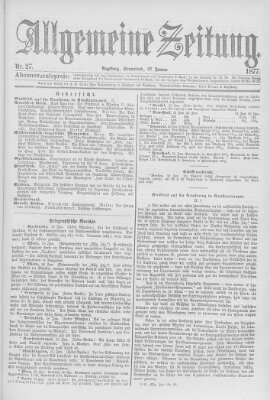Allgemeine Zeitung Samstag 27. Januar 1877