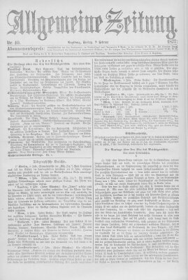 Allgemeine Zeitung Freitag 9. Februar 1877